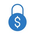 Dollar lock glyph flat vector icon