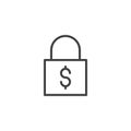 Dollar lock outline icon