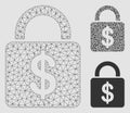 Dollar Lock Vector Mesh Network Model and Triangle Mosaic Icon