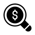 Dollar magnifier vector glyph flat icon Royalty Free Stock Photo