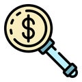 Dollar magnify glass icon color outline vector Royalty Free Stock Photo