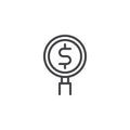 Dollar and magnifying glass outline icon Royalty Free Stock Photo