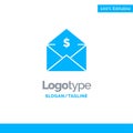 Dollar, Mail, Money, Money-Order Blue Solid Logo Template. Place for Tagline