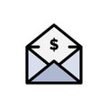 Dollar, Mail, Money, Money-Order  Flat Color Icon. Vector icon banner Template Royalty Free Stock Photo
