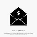 Dollar, Mail, Money, Money-Order solid Glyph Icon vector