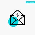 Dollar, Mail, Money, Money-Order turquoise highlight circle point Vector icon Royalty Free Stock Photo