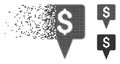 Dollar Map Pointer Dissolving Pixel Halftone Icon