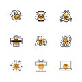 dollar , mobile , fire works , money , box , gift box , corporate , share , eps icons set vector