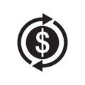 Dollar money - black icon on white background vector illustration for website, mobile application, presentation, infographic. Cash