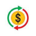 Dollar money - colored icon vector illustration. Cash back concept sign.