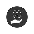 Dollar money on hand icon vector for investment and stock market