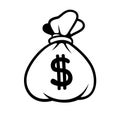 Dollar Money Icon with Bag. Vector. Royalty Free Stock Photo