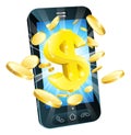Dollar money phone concept Royalty Free Stock Photo