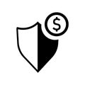 Dollar money protection icon vector sign and symbol isolated on white background, Dollar money protection logo concept Royalty Free Stock Photo