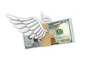 Dollar Money Wings Flying Isolated