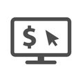 dollar monitor silhouette vector icon isolated