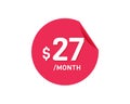 $27 Dollar Month. 27 USD Monthly sticker