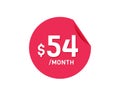 $54 Dollar Month. 54 USD Monthly sticker