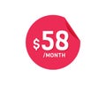 $58 Dollar Month. 58 USD Monthly sticker