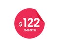 $122 Dollar Month. 122 USD Monthly sticker