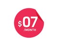 $7 Dollar Month. 7 USD Monthly sticker