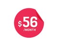 $56 Dollar Month. 56 USD Monthly sticker