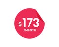 $173 Dollar Month. 173 USD Monthly sticker