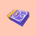 Dollar note bundle icon 3d render concept for Bunches of money profit investment