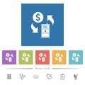 Dollar oil exchange flat white icons in square backgrounds Royalty Free Stock Photo