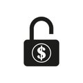 Dollar padlock money sign. Vector illustration. EPS 10. Royalty Free Stock Photo