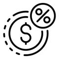 Dollar percent credit icon, outline style