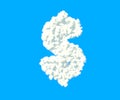 Dollar - peso sign made of dense white clouds on blue background, cloud font - 3D illustration of symbols