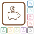 Dollar piggy bank simple icons