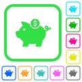Dollar piggy bank vivid colored flat icons