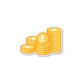 dollar pile coins icon. gold golden money stack for profit financing. business investment growth concept for info graphics, websit