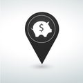 dollar pin Map pin icon on a white background