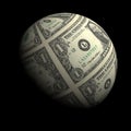 Dollar planet on a black background
