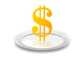 Dollar on a plate Royalty Free Stock Photo