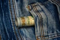 100 dollar pocket money, in jeans pocket, 100 dollar bills 2 Royalty Free Stock Photo