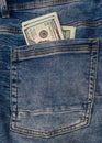 100 dollar pocket money, in jeans pocket, 100 dollar bills 4 Royalty Free Stock Photo