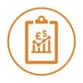 Dollar and pound growth report icon. range color vector graphics