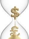 Dollar pound symbol in hourglass
