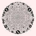 Dollar Price Icon Collage Exploding Round Globula Royalty Free Stock Photo