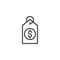 Dollar price tag outline icon