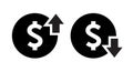 Dollar price up down icon vector. Increasing and decreasing currency value sign symbol Royalty Free Stock Photo