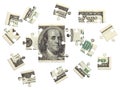 Dollar puzzle scattered