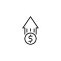 Dollar rate increase line icon