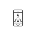 Dollar rate mobile application line icon