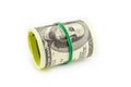 Dollar roll tightened with band. Royalty Free Stock Photo