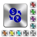 Dollar Rupee money exchange rounded square steel buttons